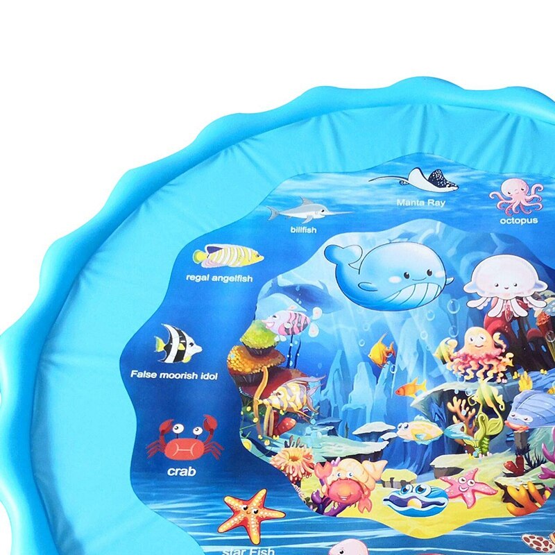 63 inch Inflatable Splash Pad, Sprinkler Play Mat, Outdoor Backyard Sprinklers, Sprinkler for Kids with Wading Pool