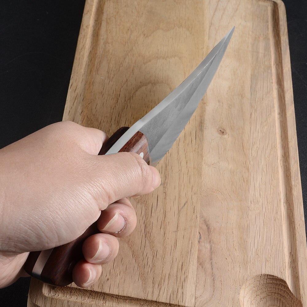 Qing 5.5 inch Boning Camping Serbian Knife Full Tang Cleaver Butcher Handmade Forged Steel Knife Slice Chef Knives With Leather