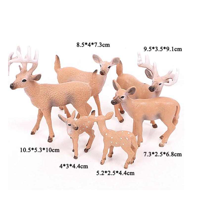Mini Herten Figuur Kerst Pop Wit-Tailed Rendier Home Party Simulatie Wilde Witte-Tailed Herten Landschap Decor Ornamenten: 6pcs