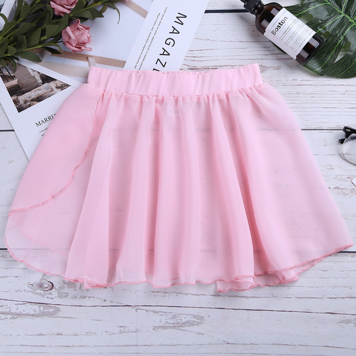 Barn jenter ballettskjørt dans grunnleggende klassisk chiffon mini pull-on omslagsskjørt ballerina kjole barn tutu ballett trikotkjole tenåringer