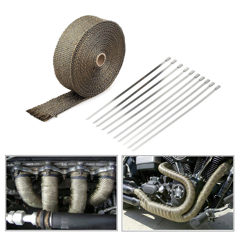 Tubo de escape con aislamiento térmico, resistente a altas temperaturas, con bridas de acero inoxidable para coche, 1 unidad