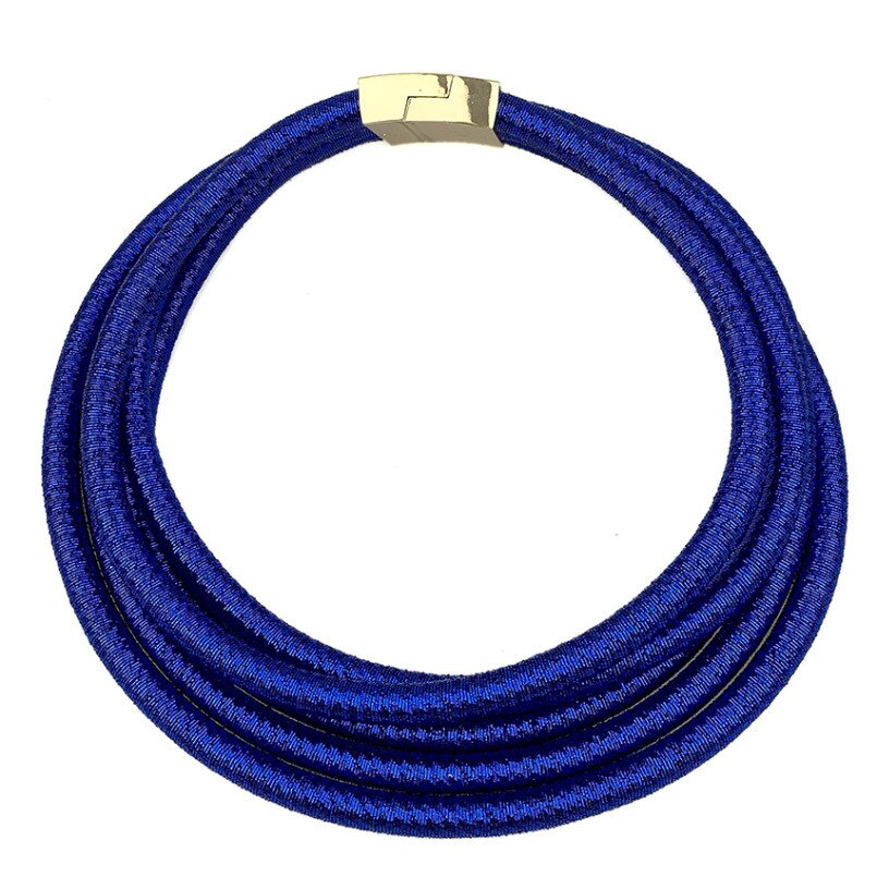 African Jewelry Set Choker Necklace Sets for Women Kim Kardashian Bohemia Bracelet Statement Jewelry Magnetism Button: Necklace blue