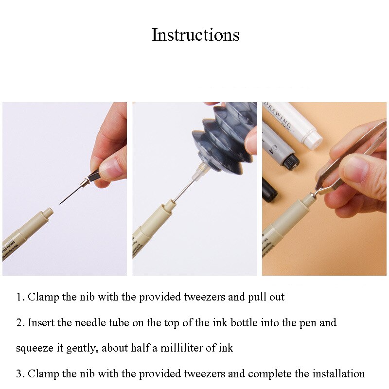 30ML /bottle Needle pen ink Supplement writing brush hand-painted pens ink marker pen needle pen ink refill