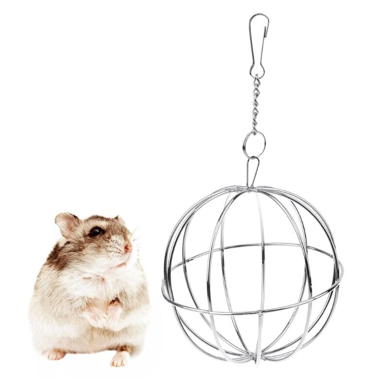 Stainless Steel Round Feeder Automatic Feeding Hanging Hay Ball Guinea Pig Hamster Rat Rabbit Pet Toy
