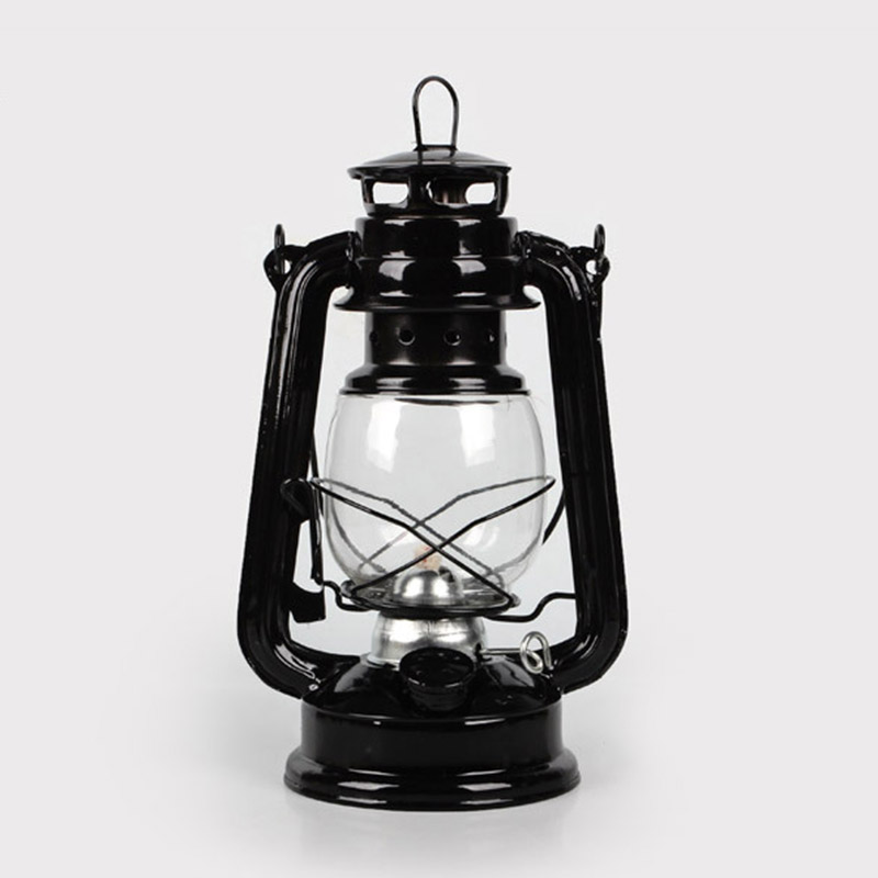 Newly Retro Classic Kerosene Lamp 4 Colors Kerosene Lanterns Wick Portable Lights Adornment XSD88: Black