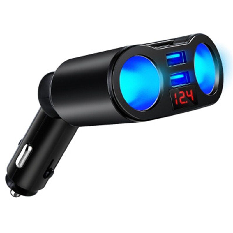 Dc /12v snellader autolader sigarettenaansteker conversieplug voor auto dubbele usb lcd-stopcontact splitter lader stroomadapter: Bk