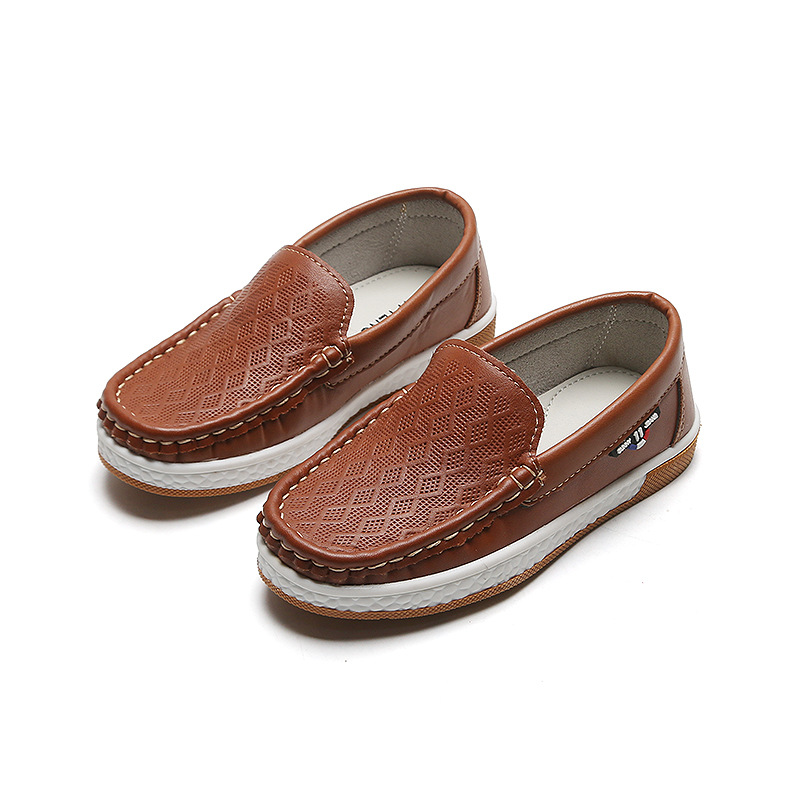 Pojkar läderskor platta slip-on barn lägenheter mjukt läder barn loafers mockasin stora pojke skor för bröllopsfest casual 26-35