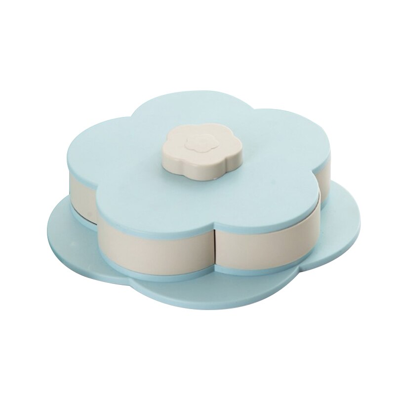 Caja giratoria en forma de pétalo para golosinas, bandeja para dulces, caja de almacenamiento para alimentos, cajas de almacenamiento para dulces, organizador de fruta para alimentos, cajas ecológicas: S single layer blue