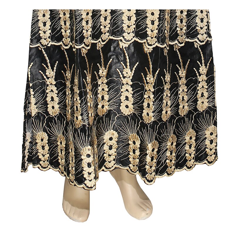 H &Ampere; D Bazin Riche Dashiki Kleid Südafrika Damen ankara Kleider Gold Schwarz Stickerei Roben Africaines Nigerian Hochzeit