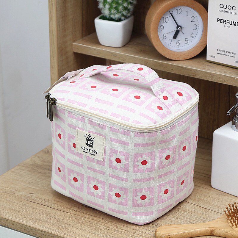 PURDORED 1 Pc Large Cosmetic Bag Korean Style Women Makeup Organizer Case Travel Make Up Bag Case Necessaries Toiletry Bag: pink