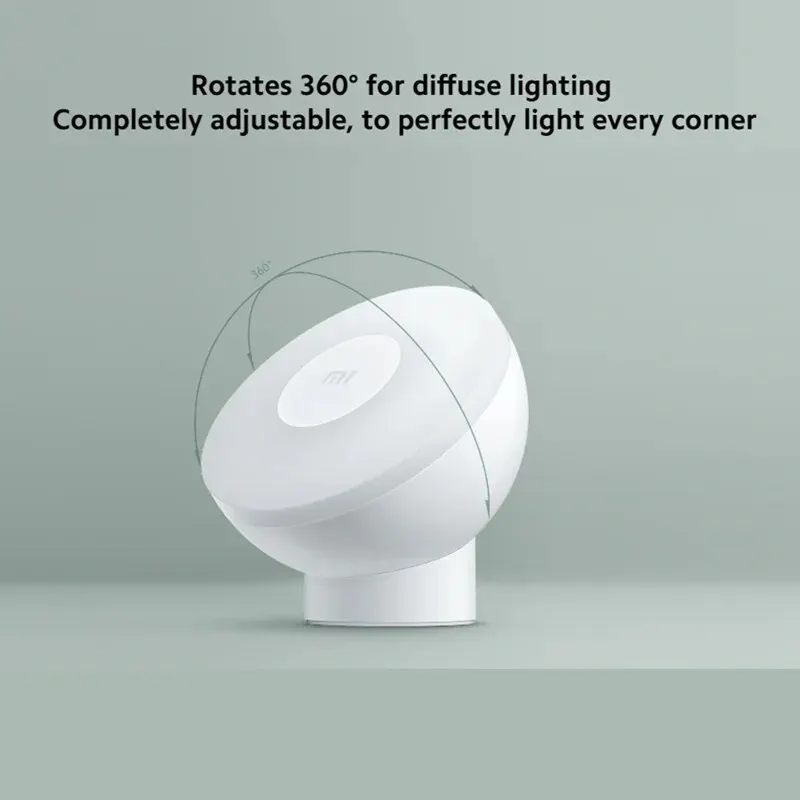 Original Xiaomi Mijia Led luz nocturna de inducción 2 lámpara brillo ajustable Sensor de cuerpo humano inteligente infrarrojo con Base magnética