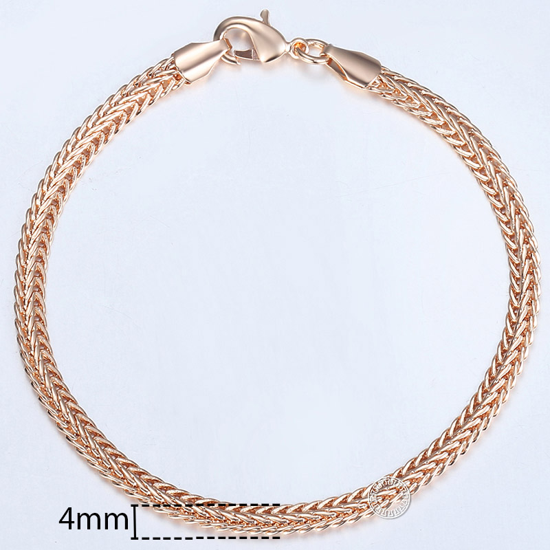 21 Stijlen 585 Rose Gouden Armband Voor Vrouwen Mannen Meisje Slak Curb/Weaving Link Vossenstaart Gehamerd Bismark Bead Chains 20Cm CBB1A: CB01