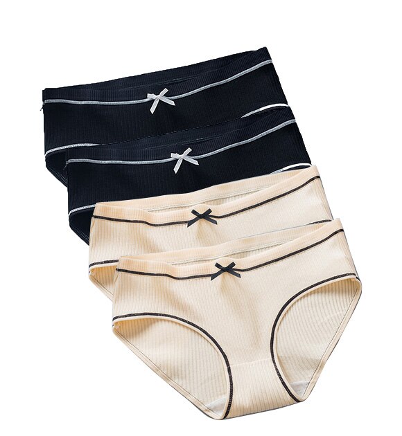 Conjunto de ropa interior de algodón para mujer, bragas de cintura media sólidas, lencería acogedora, calzoncillos tentadores, ropa interior femenina: M / NA189