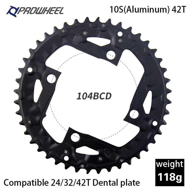 PROWHEEL Road Chainring 64/96/104BCD Mountain Bike Chainwheel 22/24/30/32/40/ 42/ 44T Sprocket Aluminum Alloy Steel Tooth Plate: 10S 104BCD 42T