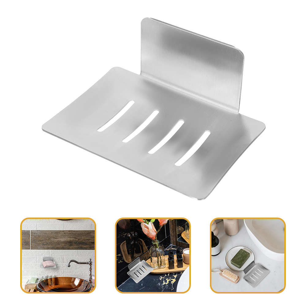 Stainless Steel Draining Soap Container Wall Mounted Adhesive Soap Dishes Tray