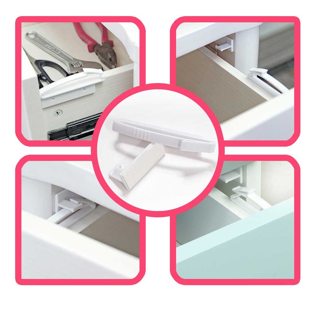 4pcs Baby Safe Lock Kids Protection Invisible Latch Lock Baby Safety Child Drawer Cabinet Prevent Bumps Infant Protection Lock