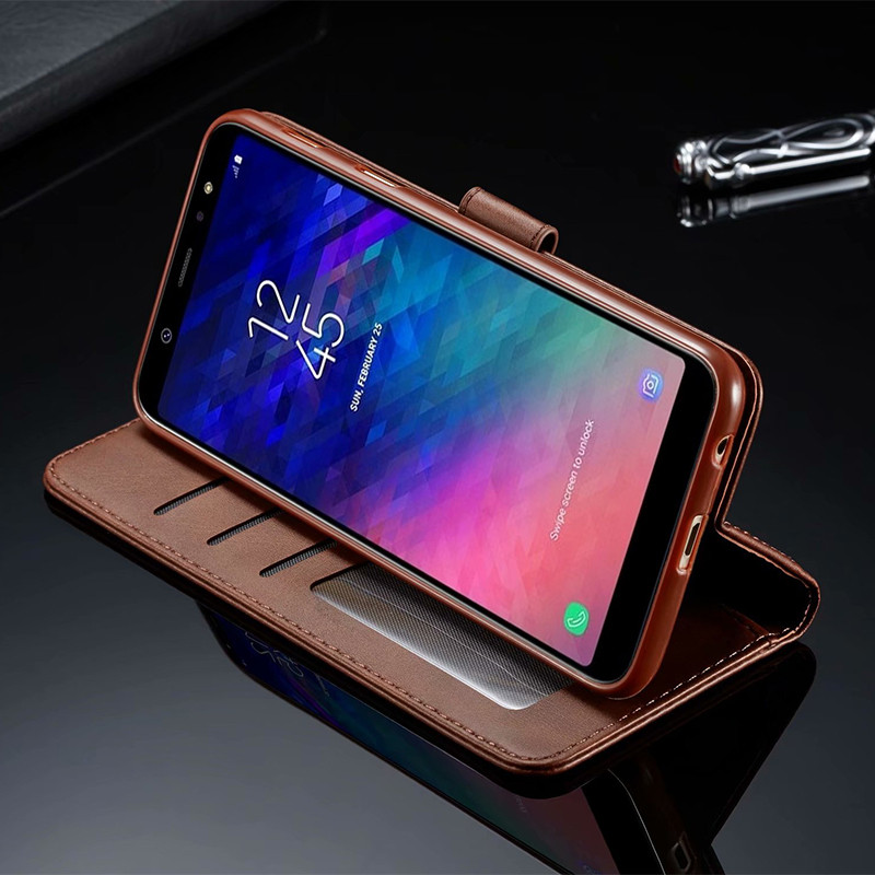 Voor Samsung A6 Plus Case Lederen Vintage Portemonnee Cover Hoesjes Samsung Galaxy A6 Case Flip Telefoon Gevallen Voor Smasung a6