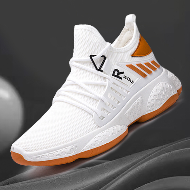 Männer Billige Turnschuhe Atmungs Casual Schuhe Orange Sohle Mesh Leichte Weben Fünf Streifen Trainer zapatillas hombre: 1 / 39