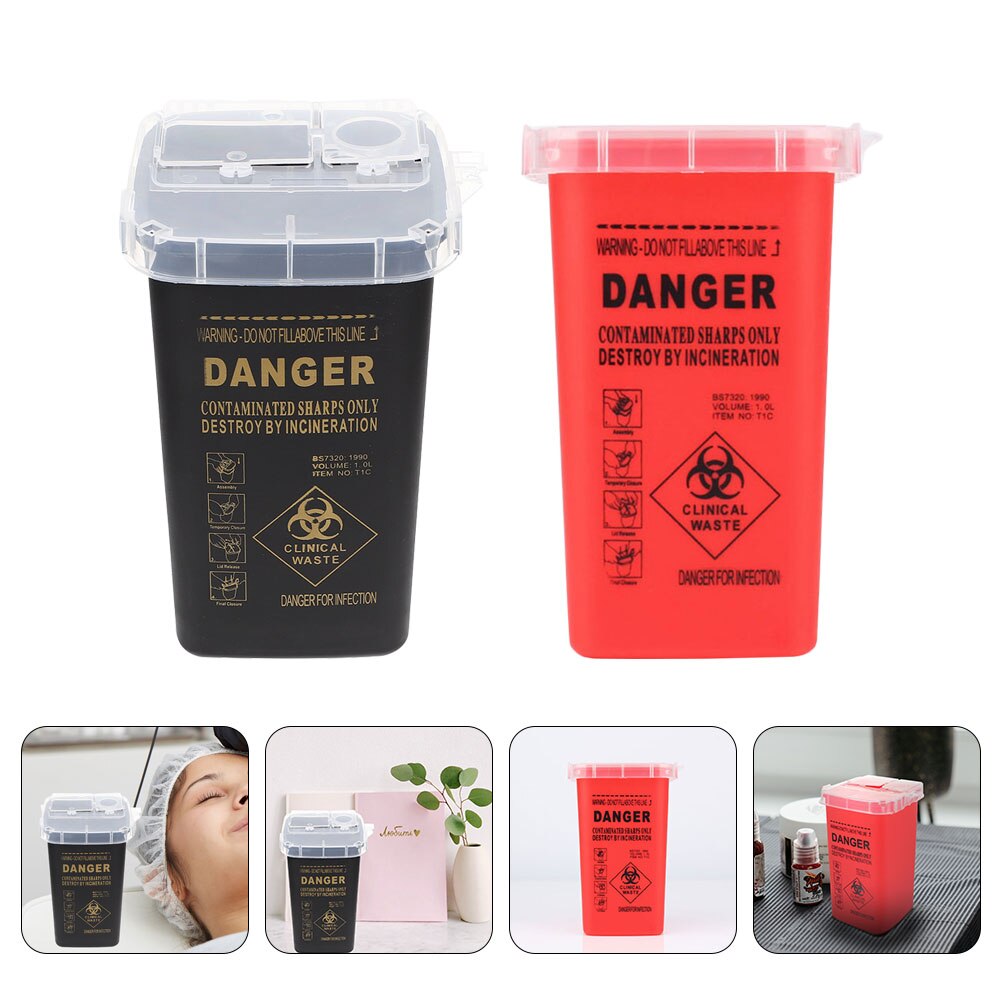 2Pcs Mini Sharps Storage Holders Disposal Container Tattoos Tool Box