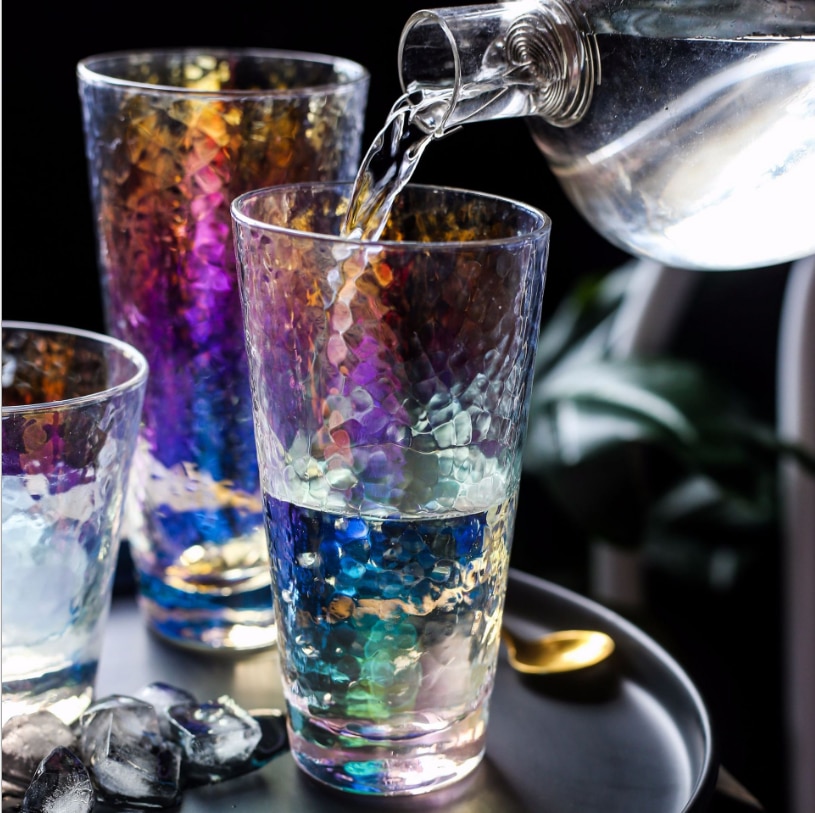 Creatieve Hamer-print Schitterende Gekleurde Glas Drank Cup