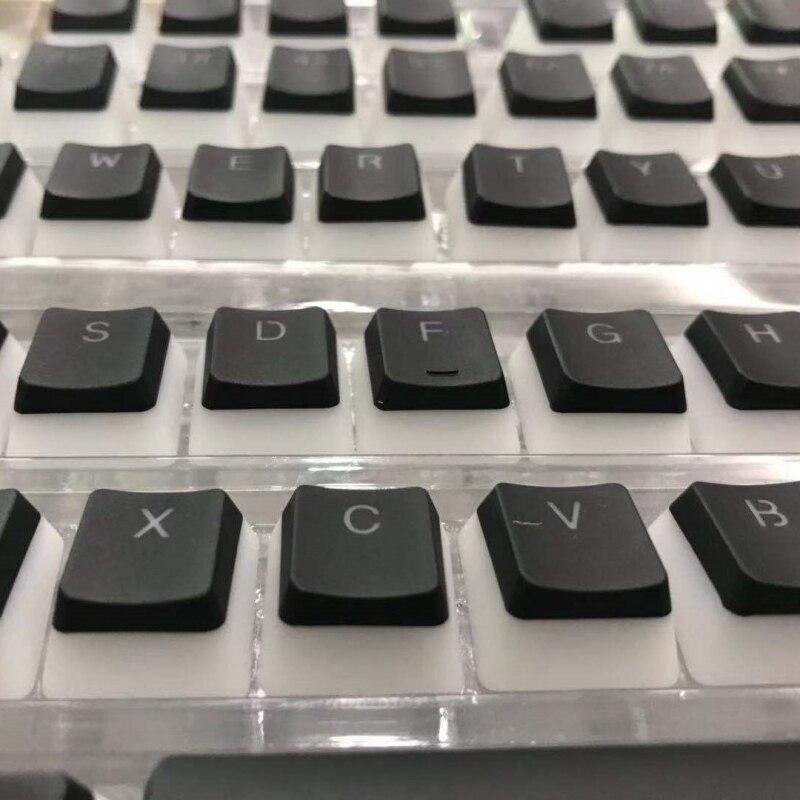 104 Key Pudding Keycaps OEM PBT Double Color Backlight Keycaps Universal Column For Ikbc Cherry MX Annie Mechanical Keyboard: Black white
