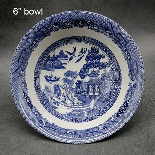 The Blue Willow Dinner Set England Style Dinner Ware Ceramic Breakfast Plate Beef Dishes Dessert Dish Soup Bowl: 6 inch Bowl