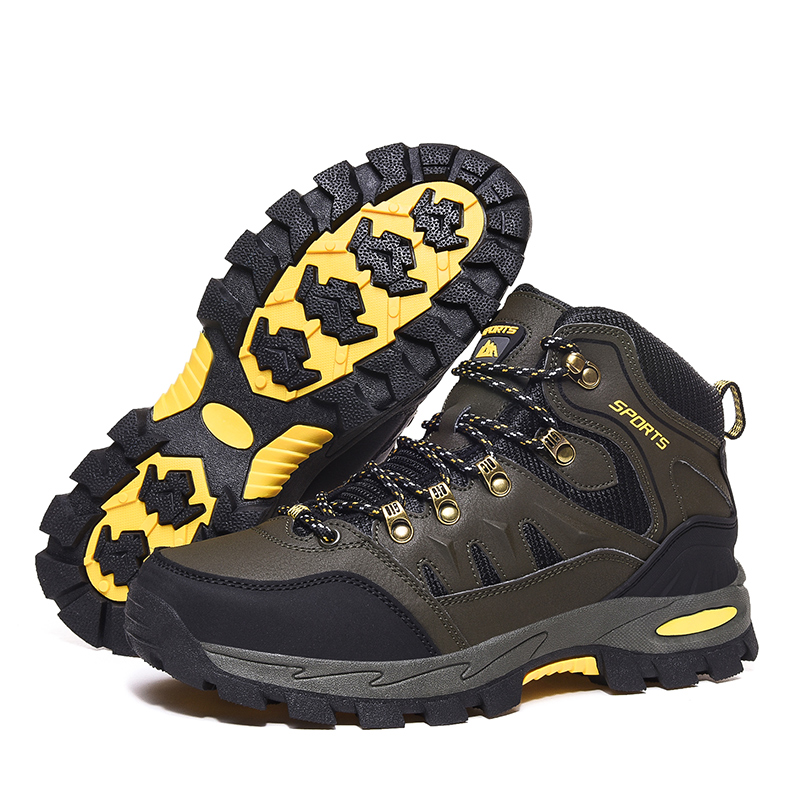 Botas de senderismo de para hombre, zapatos de Trekking de otoño e invierno, botas de cuero impermeables, botas de escalada antideslizantes para exteriores para hombre y mujer, talla 46