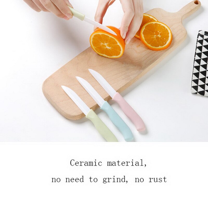 1pc mini keramiska knivar färgglada 3 tums skaft keramiska skalköksknivar tillbehör hushålls frukt skalkniv