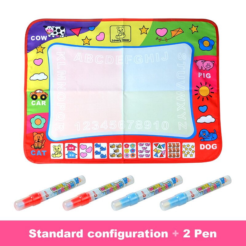 Esterilla de dibujo de agua mágica para niños, 80*60CM, juguetes digitales para niños, dibujo de agua, tablero de pintura de letras, juguete educativo para niños: 4pen