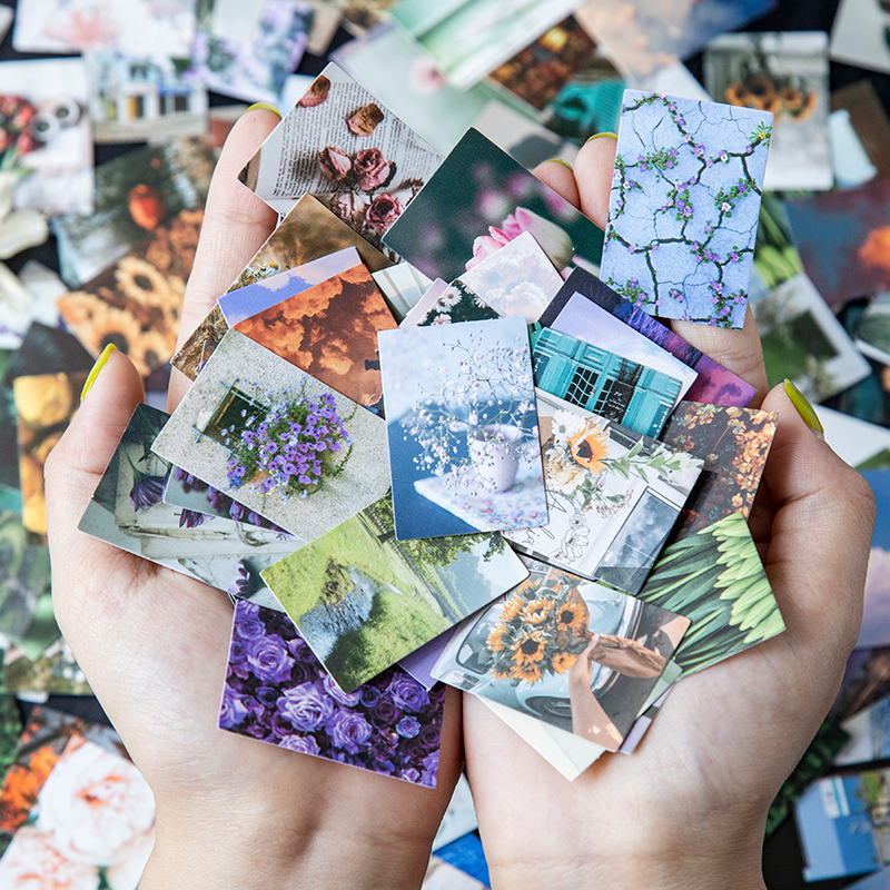 100 Stück Frühling Sommer Herbst Winter Kraftpapier Mini Grußkarte INS Blume Postkarte Brief Umschlag Dekoration LOMO Karten