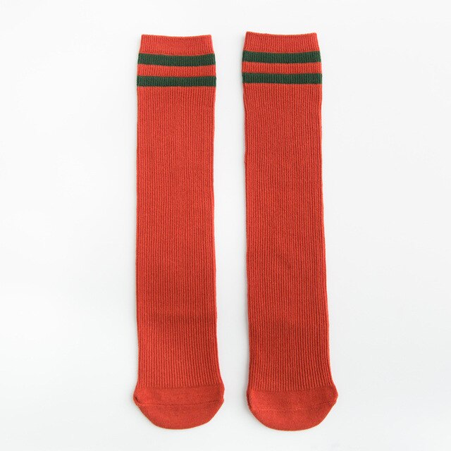 Koreaanse schoolsokken voor jongens en meisjes, voetbalsokken, lente/herfst, katoenen beenwarmers, kindersokken: Rood