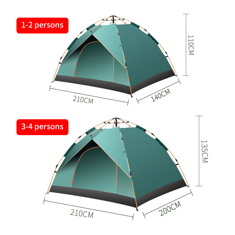 1-2- personers utomhustält heltäckande, snabbtäckande, automatiskt öppnande, vattentätt, tak, camping, vandringstält, strand, familj, reseverktyg