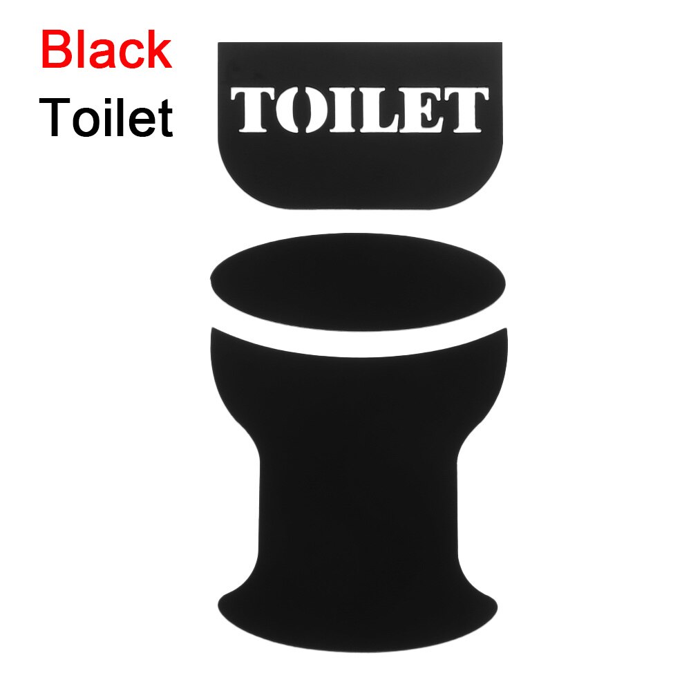salle de bain décoration hôtel bureau anglais lettre Plaque porte signe Closestool forme WC/toilette miroir autocollants: black   Toilet