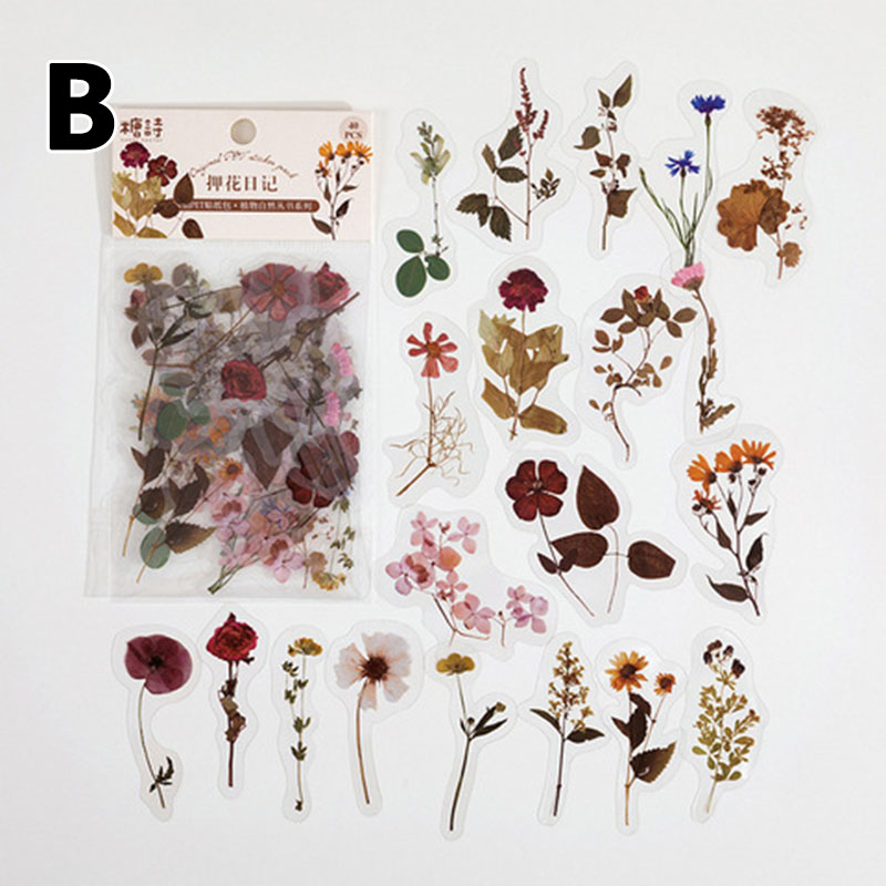 40 stk/pose plante naturlig blomst serie dekorativ dagbog klistermærke scrapbog planlægger dekorativt brevpapir klistermærke til håndkonto: 02