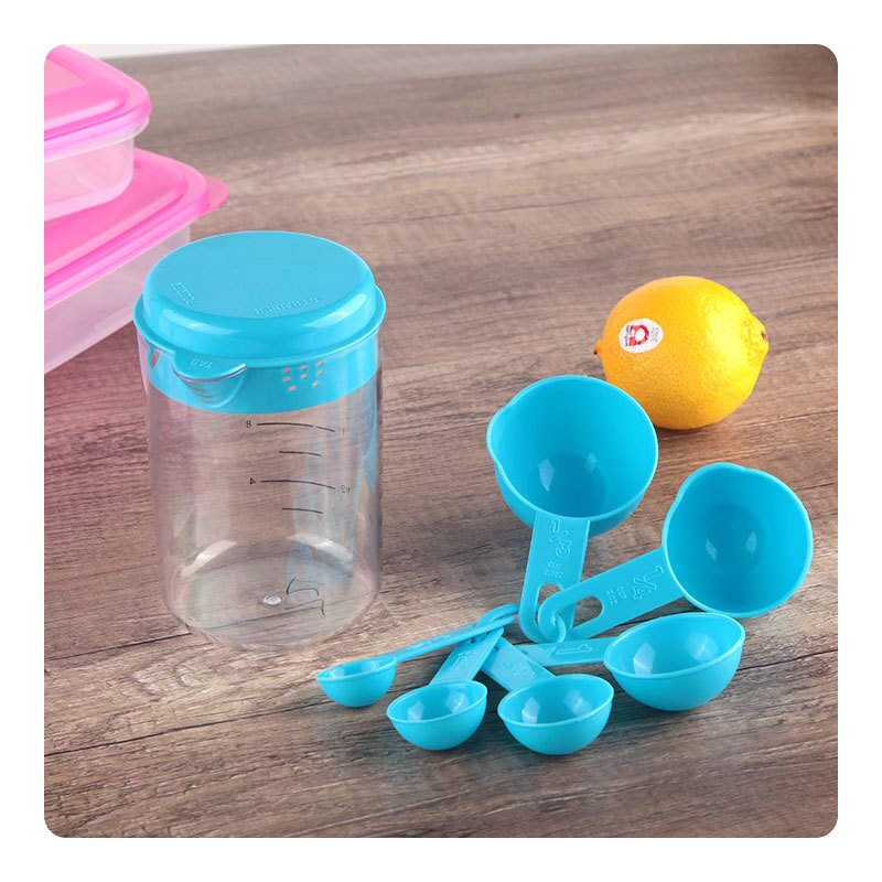 7 unids/set de plástico tazas de medir de medición cucharas utensilios medidores de cocina té y café en cucharas de cocina conjunto de herramientas para hornear