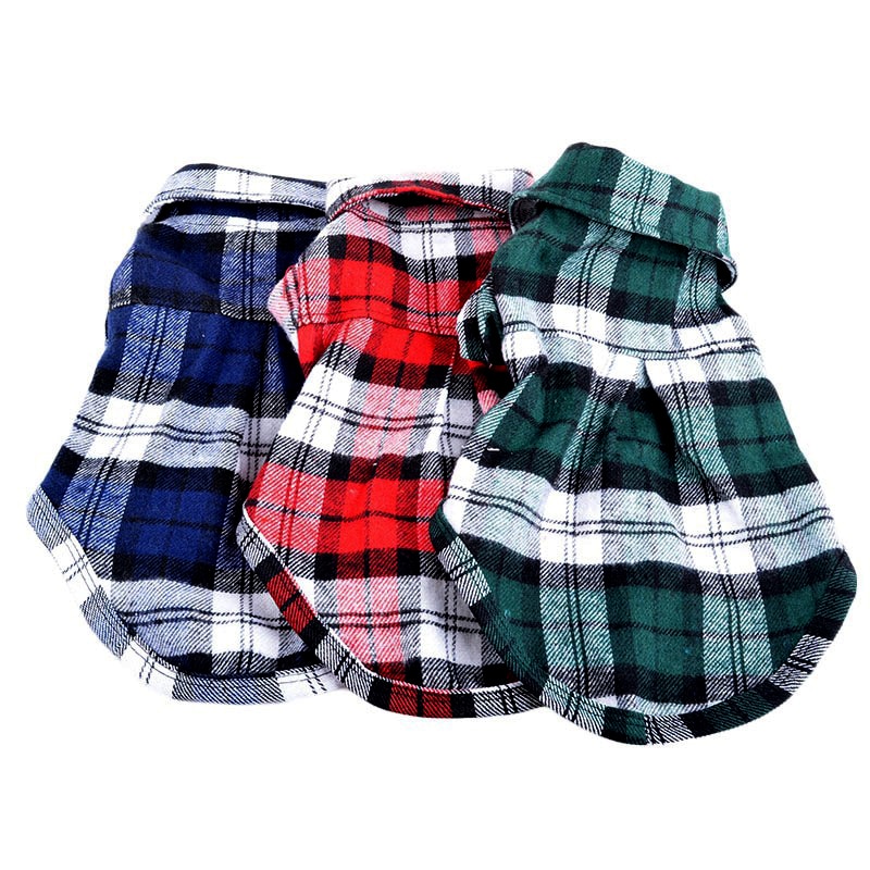 Ropa para mascotas para perros pequeños, camisa a cuadros de algodón para primavera y verano, ropa para Chihuahua de peluche cachorro de Yorkshire