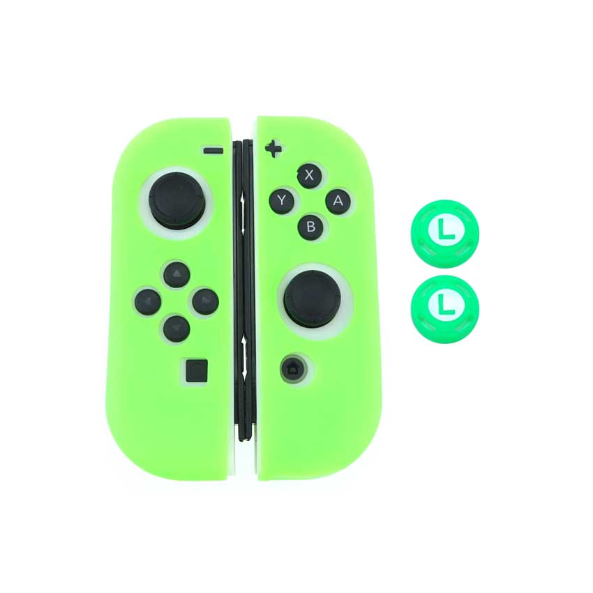 YuXi-funda protectora de silicona suave para Nintendo Switch NS NX Joy-Con + tapas de mando para Switch Joy Con: G-G