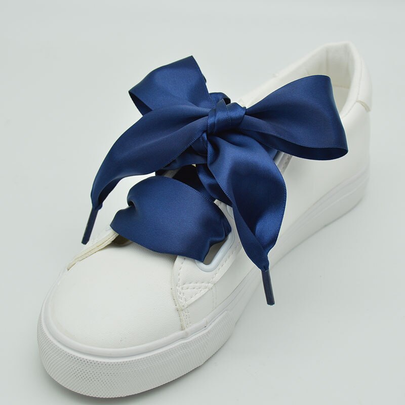 4 cm Verbrede Zijde Satijn Schoenveters Gladde Grote Strik Brede Veters Trend Schoonheid Wit Casual Sneaker Leren Schoenen Veters: Bruin / 80cm