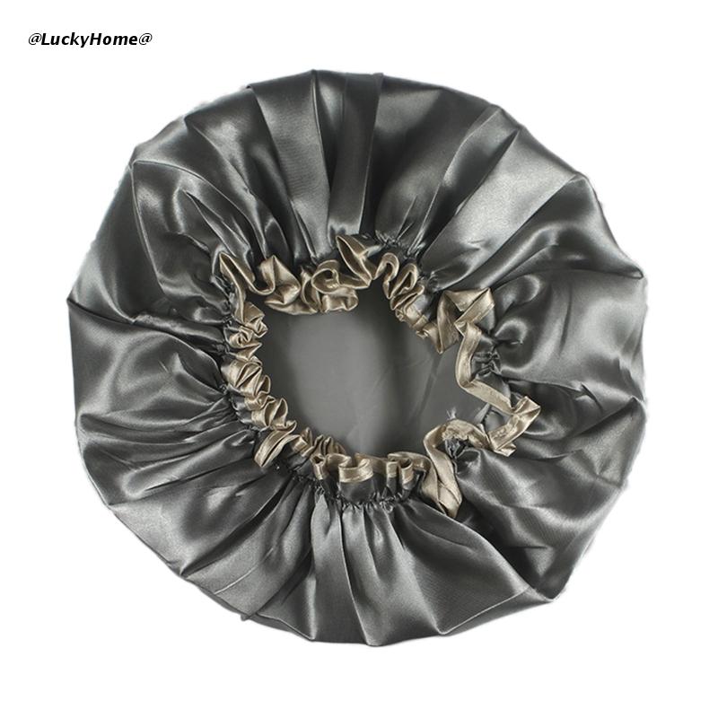 Bonnet de bain épais Double couche, imperméable, pour femmes, accessoires de salle de bain, pour voyage, Spa, hôtel, maison: Gray