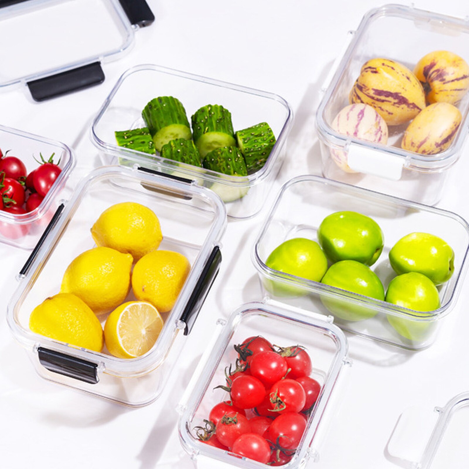 1100ml 800ml Fresh-keeping Box Transparent Glass Kitchen Refrigerator Sealed Box Fruit Vegetables Meat Food Storage Container