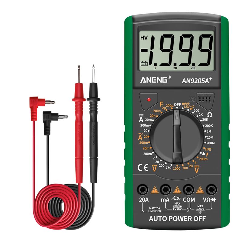 AN9205A + Lcd Digitale Multimeter Voltmeter Amperemeter Resistance Tester Anti-Burn A9LB