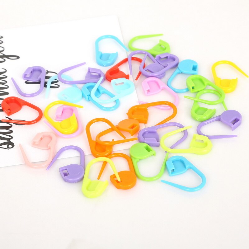 Kolorowe mini szpilki bezpieczeństwa ścieg blokujący kołki blokujące pierścień z tworzywa sztucznego markery robić robienia na drutach losowy mieszać kolor 10 sztuk/partia