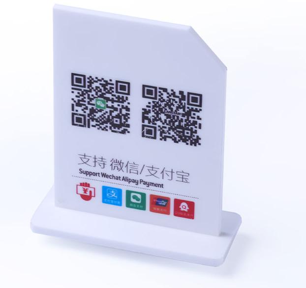 Acrylic Signage Stand Desk Sign Display Table Wechat QR Code Payment Scan Sweep Indicator Board Table Countertop Cashier Plate: Customized Printing