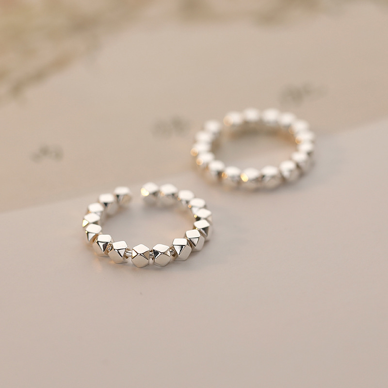 Anelli geometrici in argento sterling 925 per le donne Gioielli da sposa alla moda Grandi anelli regolabili Anelli