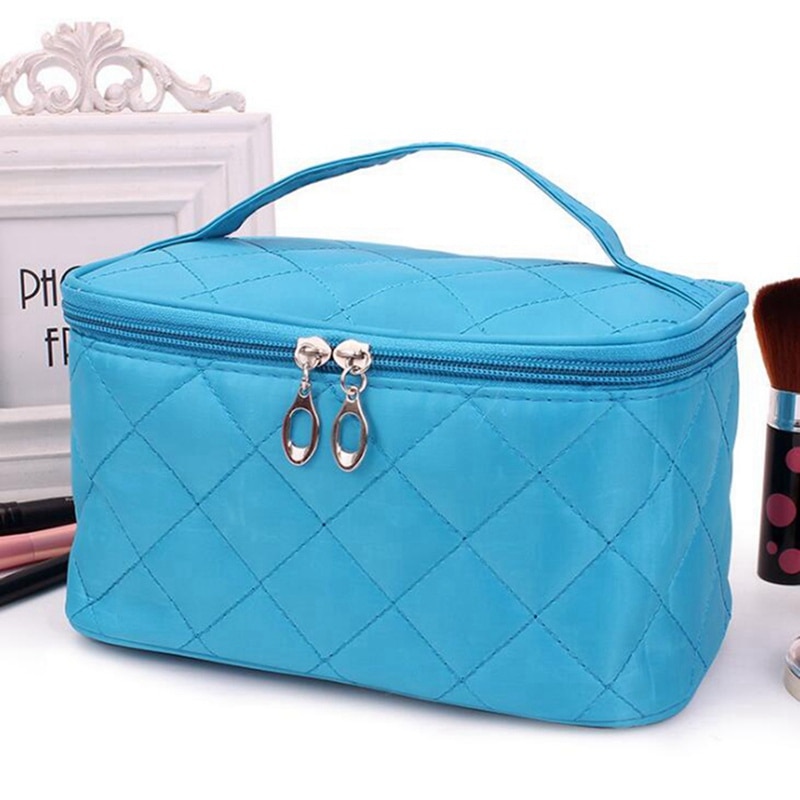Kvinder rejser kosmetiktasker diamantgitter lynlås mænd makeuptasker arrangør skønhed toilettaske badevask makeup kits etui: 3