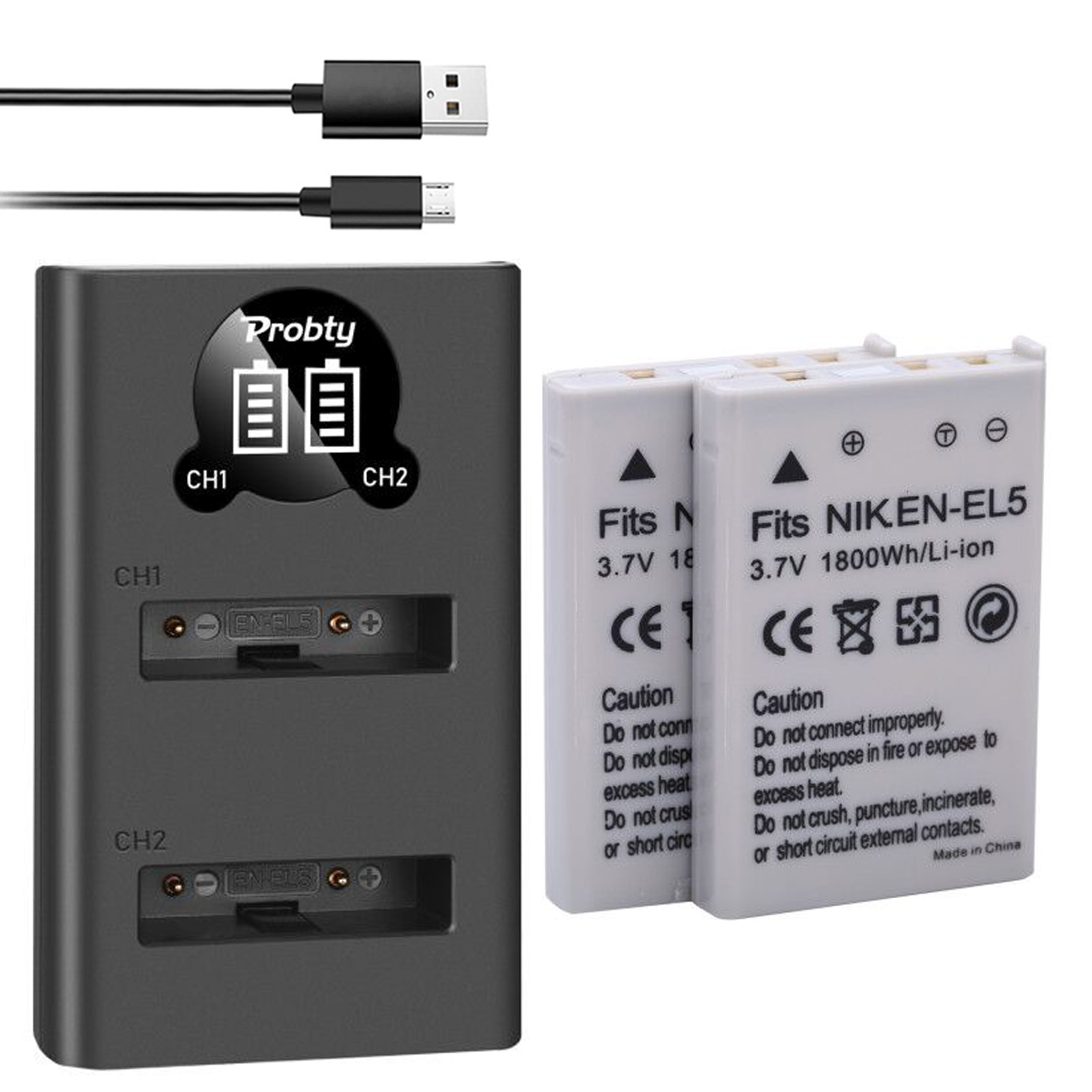 3 pièces EN-EL5 EN EL5 batterie d'appareil photo + double chargeur pour Nikon CoolPix P530 Pouvriers P500 P90 P80 4200 5900 7900 P4 S10 caméra: Black