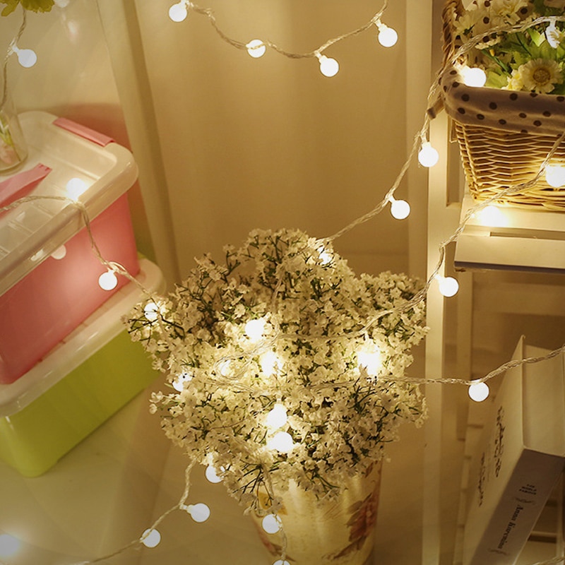 1.5M Led Balls Light String Balls String Lights Battery powered Decorative Lamp Chain Christmas trees Patio Garland outdoor