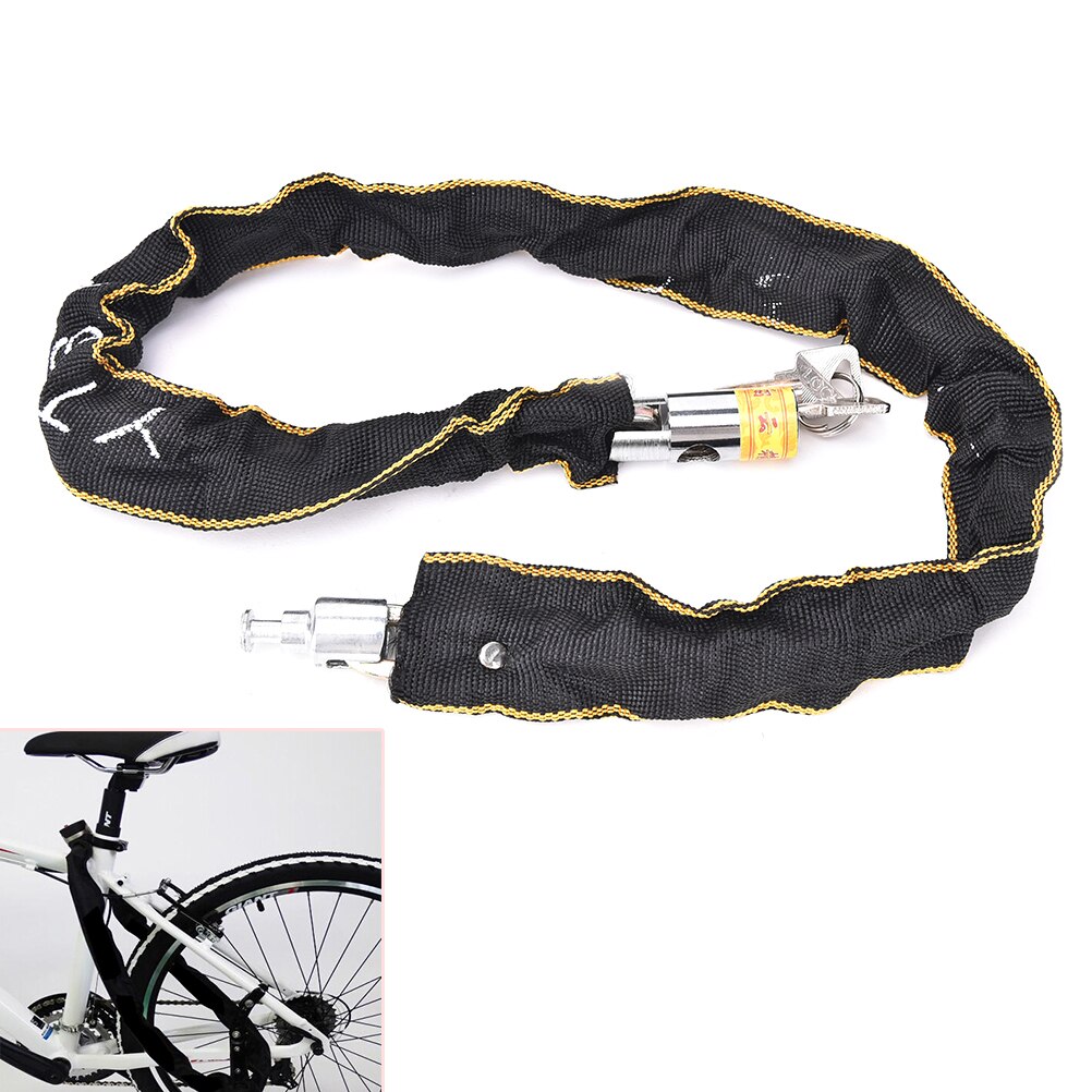 Motorfiets Scooter Bike Cycle Motor Fietsketting Pad Lock Beveiliging Ijzeren Ketting Binnen + 2 Sleutels