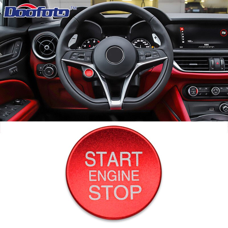 Nowy silnik samochodowy przycisk początek pierścień akcesoria wewnętrzne stylowe etui robić Alfa Romeo Giulietta Stelvio 159 dekoracje automatyczny okładki: czerwony