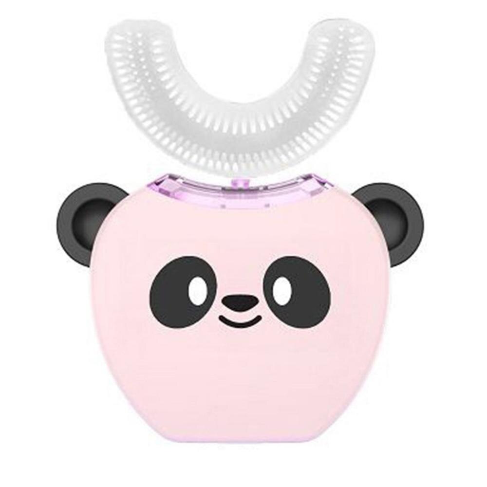 360 Graden Kinderen Kids Baby Smart Sonic Elektrische Tandenborstel U-Vormige Siliconen Automatische Tandenborstel Tandenborstel Usb Opladen: pink